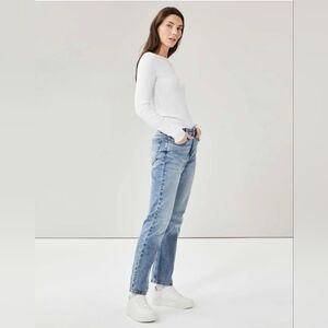 Joe Fresh High Rise Straight Leg Jeans Light Blue